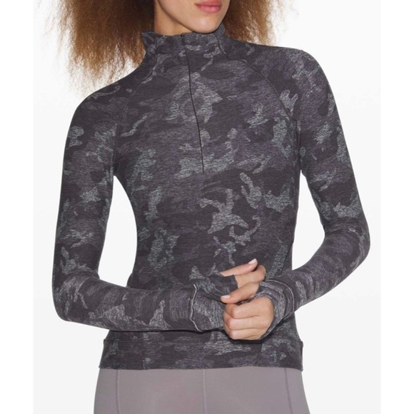 Lululemon Outrun the Elements 1/2 Zip in Incognito Camo HTR Black - Picture 4 of 12